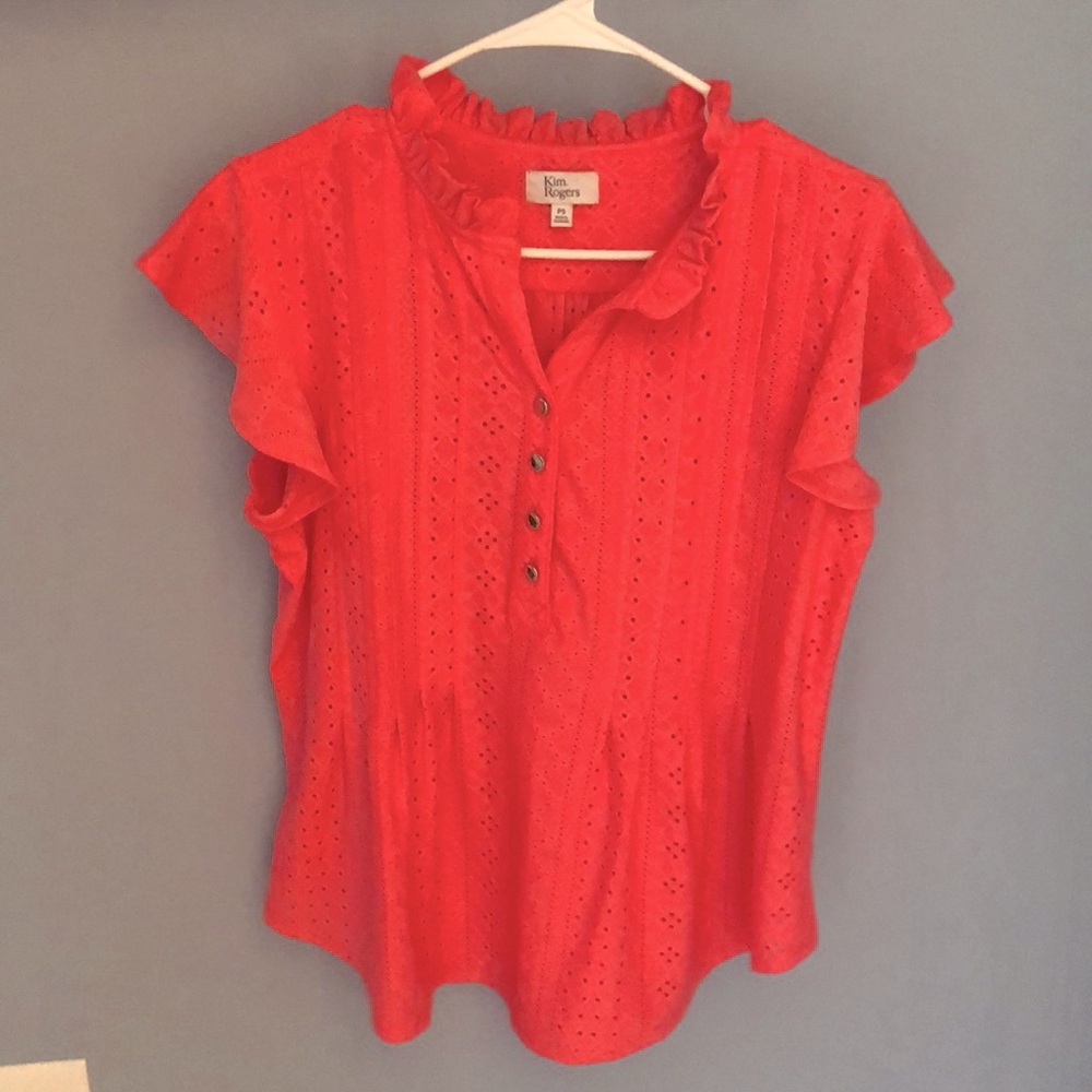 Kim Rogers Coral-Pink blouse. Women’s Petite Small.